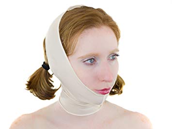 Post Surgery Compression Face Mask – Great for a Face Lift Kit, Oral Maxillofacial Surgery, Neck Lift or Neck Surgery, Weight Loss Surgery Recovery Kit – French Drape Facial Wraps by ContourMD Style9F
