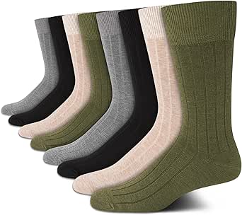 Calvin Klein Men's Dress Socks - Lightweight Cotton Blend Crew Socks (8 Pack)