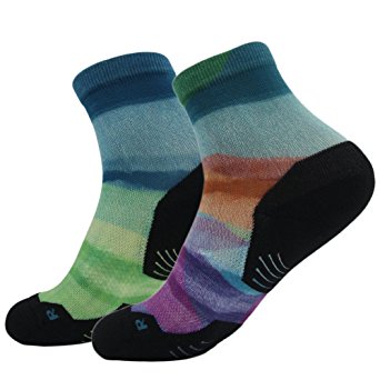 HUSO Men's Women's Colorful Printed Cushioned Elite Athletic Ankle Socks 1/2/3 Pair