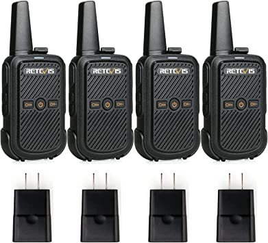 Retevis RT15 Small Walkie Talkies for Adults,Mini 2 Way Radio Rechargeable Long Range, USB Charging, Hands-Free, for Camping Retail Healthcare(4 Pack)