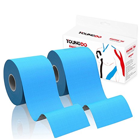 Youngdo Kinesiology Tape 2 Packs Pain Relief Adhesive Therapeutic Muscle Support Waterpproof Blue