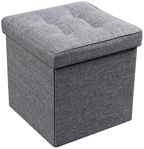 Storage Ottoman Foldable with Square Padded Seat 15 x 15 (Charcoal)
