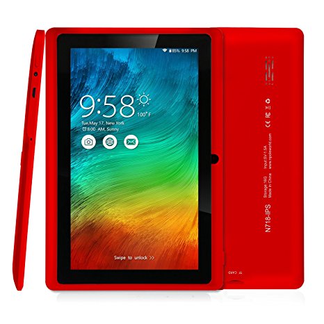 NPOLE Tablet 16G 1G IPS 7 Inch Android Quad Core CPU Dual Camera HD Video 3D Game Supported Red