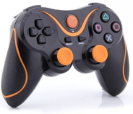 LowClick Unique Design Bluetooth Wireless Game Controller for PS3 (Orange & Black)