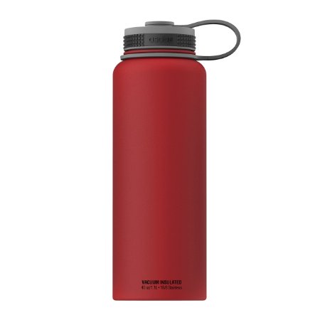 Asobu The Mighty Flask Wide Mouth Insulated Water Bottle Stainless Steel 40 oz Red