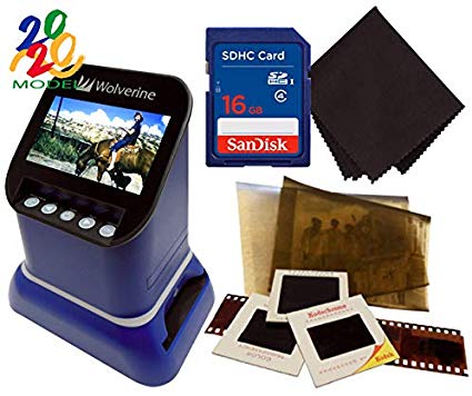 Wolverine F2D Saturn Digital Film & Slide Scanner - Converts 120 Medium Format, 127 Film, Microfiche, 35mm Negatives & Slides to Digital JPEG - 4.3" LCD w/HDMI Output, 16GB SD Card & Z-Cloth (Blue)