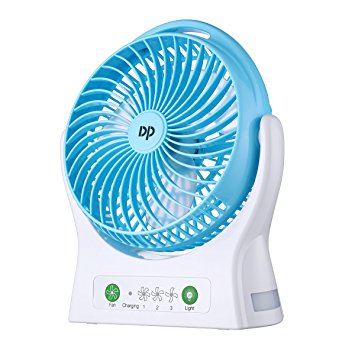 Miady 7.5-Inch Portable Fan Rechargeable Personal Desk Fan with 4000mAh Battery Capacity and LED Light