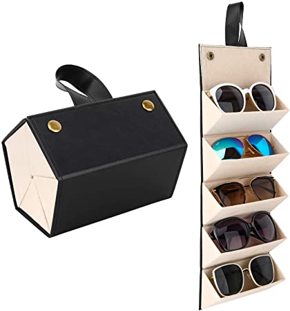 MoKo Sunglasses Organizer with 5 Slots, Travel Glasses Case Storage Portable Sunglasses Storage Case for Women Men