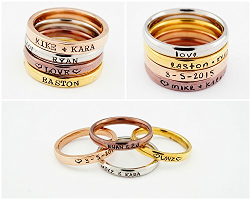 Stacking name rings - stamped rings - stacking mothers rings - hand stamped rings - name rings - personalized rings - personalized ring