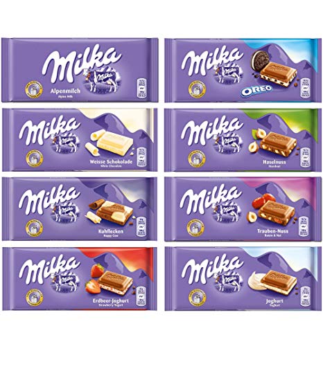 Milka Assorted Chocolates Variety Pack of 8 Bars