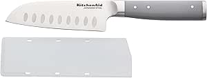 KitchenAid Gourmet Forged Santoku Custom-Fit Cover, Sharp Kitchen Knife, High-Carbon Japanese Stainless Steel Blade, 5 Inch, Gray