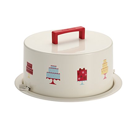 Cake Boss Serveware Metal Cake Carrier, "Mini Cakes," Cream