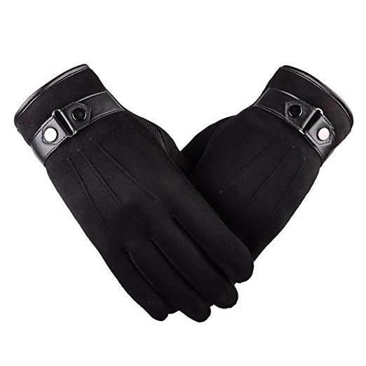 Men's Gloves, ADiPROD Touch Screen Faux Suede Winter Warm Gloves Texting Driving