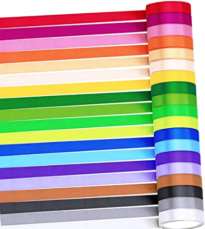 Supla 19 Rolls 19 Colors 190 Yard Satin Ribbon Rolls Satin Silk Ribbon for Crafts Gift Wrap Ribbons Fabric Ribbons Polyester Ribbon 1/2 inch Wide for Wedding Embellishment Gift Packing Craft Bows