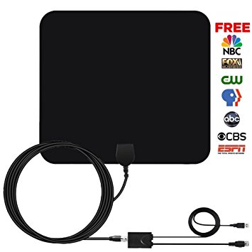 Upgraded TV Antenna Amplifier Indoor 50-80 Miles HDTV Antenna High Reception Best 80Miles Long Range for 4K Free Channels - 12ft coax cable