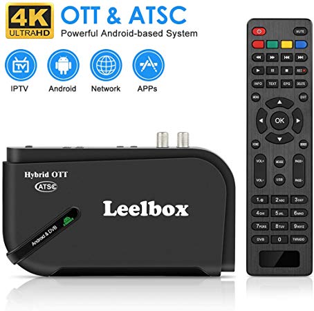 Leelbox Android TV Box, 1080P ATSC Converter Box for Recording PVR, USB Multimedia Playback, Web Browsing, Support 2.4G WiFi/3D/H.265 Video Decoding (Gold Version)