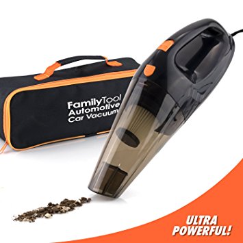 Car Vacuum Cleaner [2017 Model] - High Powered 4 KPA Suction Handheld Automotive Vacuum - 12V DC 120 Watt - 14.5" Cord - Multiple Attachments and BONUS filter included - By FamilyTool Automotive