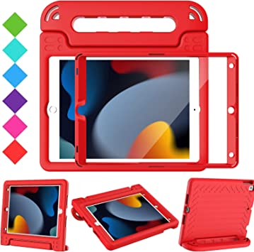 BMOUO iPad 9th/8th/7th Generation Case for Kids,iPad 10.2 Case,Shockproof Light Weight Convertible Handle Stand Kids Case for New iPad 10.2" 2021/2020/2019 (9th Gen/8th Gen/7th Gen) Latest Model, Red