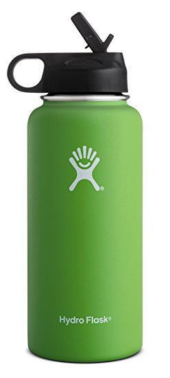 Hydro Flask Vacuum Insulated Stainless Steel Water Bottle, Wide Mouth w/Straw Lid