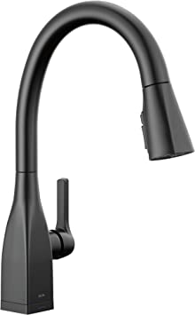 Delta Faucet Mateo Touch Kitchen Faucet, Black Kitchen Faucets with Pull Down Sprayer, Kitchen Sink Faucet, Touch Faucet for Kitchen Sink, Delta Touch2O Technology, Matte Black 9183T-BL-DST