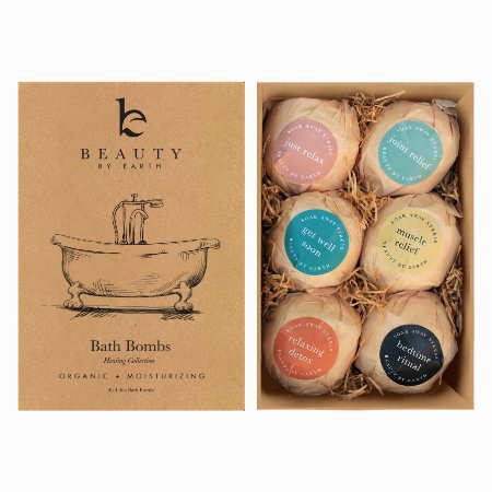 Bath Bomb Gift Set - 6 Pack of Large Organic Bath Fizzies - Lush, Luxurious and Fizzy Healing Soak Bombs with Essential Oils, Shea Butter and Epsom Salts - Moisturizing & Perfect Gift Idea - USA Made
