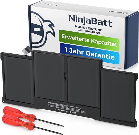 NinjaBatt Akku A1466 A1496 für Apple MacBook Air 13 Inch [2010 2011 2012 2013 2014 2015 2016 2017 Years] A1369 A1405 A1377 - High Performance [7200mAh/55Wh/7.6V]