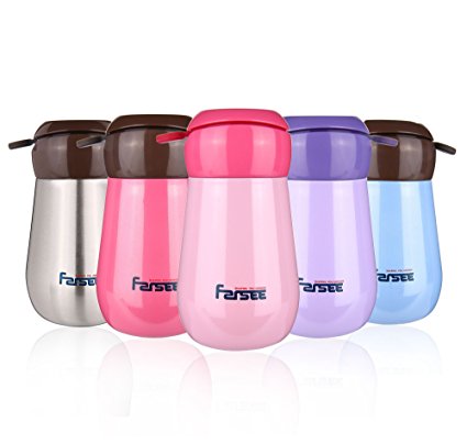 FARSEE Double Wall Vacuum Insulated Stainless Steel Water Bottle For Kids,Ladies,With Loop,Small Size,8oz