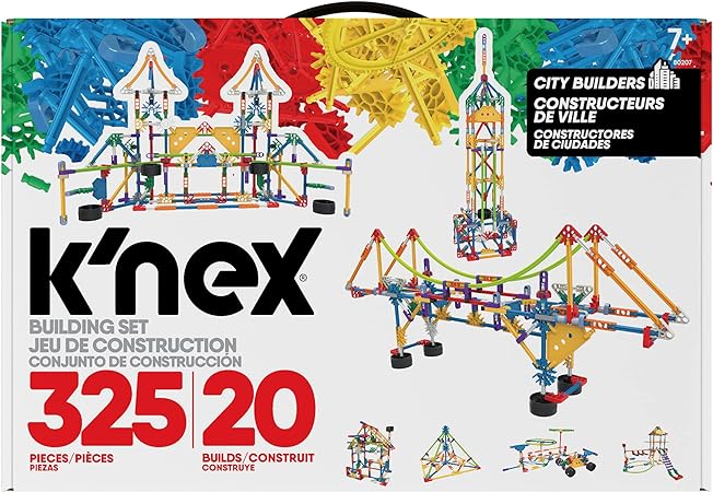 K'NEX 80207 City Builders Building Set, 3D Educational Toys for Kids, 325 Piece Stem Learning Kit, Engineering for Kids, Fun and Colourful 20 Model Building Construction Toy for Children Aged 7
