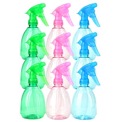 Bekith 9 Pack 12 Oz Empty Plastic Spray Bottles Multi Purpose Use Sprayers Assorted Colors