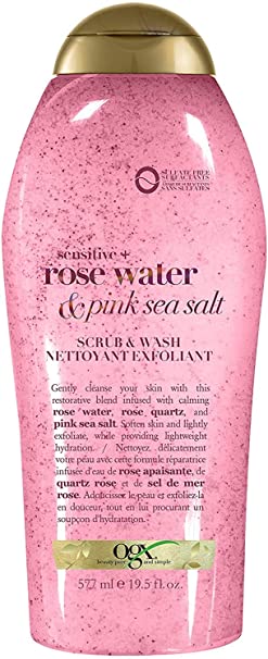 OGX Pink Sea Salt & Rosewater Gentle Soothing Body Scrub, 577 milliliters
