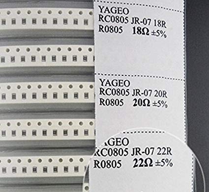 Yobett SMD 0402 0603 0805 1206 Resistor Capacitor Inductor Combo Kit SMT Electronic Components Repair Assortment Kits (0805 (0R-20MR) resistors 8850pcs)