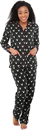 Alexander Del Rossa Women's Warm Fleece Pajamas, Long Button Down Pj Set