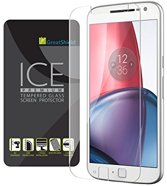 Moto G4 Plus Screen Protector, [Tempered Glass] GreatShield ICE [HD Ultra Clear | 9H Hardness | Oleophobic Coating] Screen Protector for Motorola Moto G Plus 4th Gen - 1 Year Warranty (1 Pack)