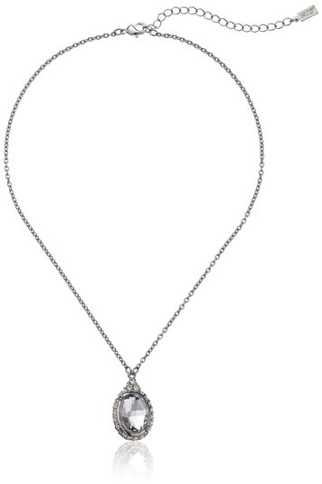1928 Jewelry Oval Adjustable Pendant Necklace, 16"