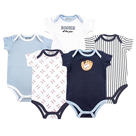 Luvable Friends Baby Infant Cotton Bodysuits, 5 Pack