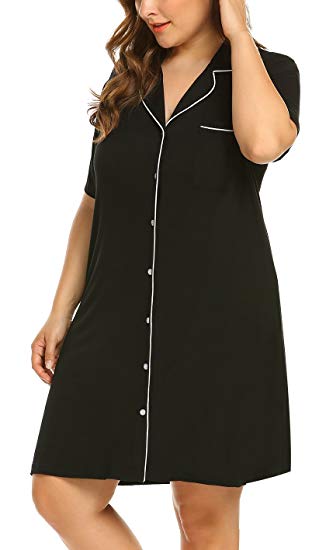 IN'VOLAND Womens Plus Size Nightgown Sleeveless Sleepwear Summer Cotton Sleepshirts Slip Night Dress XL-5XL