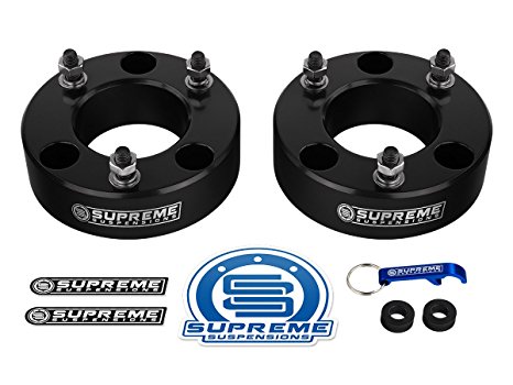 Supreme Suspensions - F150 Lift Kit Front 2" Leveling Lift Kit for [2004 - 2017 Ford F-150] and [2003 - 2017 Ford Expedition] BLACK Aircraft Billet Strut Spacers