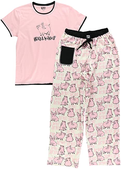 Lazy One Women's Pajama Set, Short Sleeves with Cute Prints, Relaxed Fit