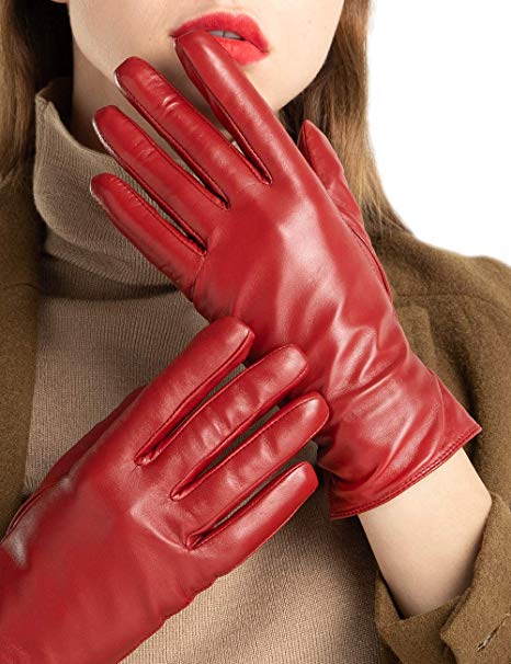 Super-soft Leather Winter Gloves for Women Full-Hand Touchscreen Warm Cashmere Lined Perfect Appearance