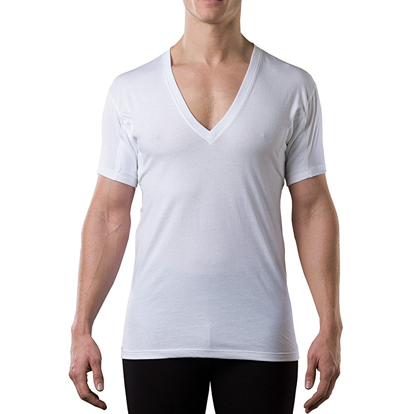 Thompson Tee Sweat Proof Undershirts with Anti-Microbial Underarm Sweat Pads, Original Fit, DeepV