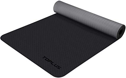 TOPLUS Yoga Mat - Non Slip Eco Friendly Exercise & Fitness Mat with Carrying Strap for All Types of Yoga, Pilates and Floor Exercises (1/4-1/8 inch)