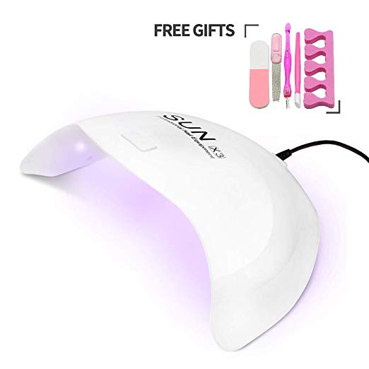 24W LED Nail Lamp,DIOZO Portable and Light Nail Dryer Low Heat Manicure/UV Resin Curing Light with 15s 30s 45s 60s Timer Plus Anti-UV Gloves Gift
