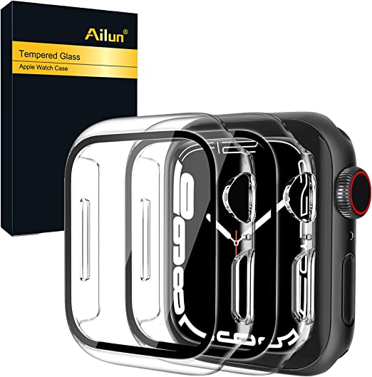 Ailun Compatible with Apple Watch Series 7 Screen Protector [45mm],Hard PC Case [2 Pack][Clear]