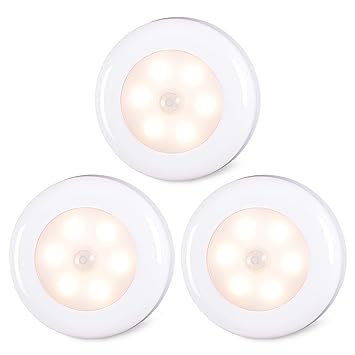 Motion Sensor Lights Indoor, STAR-SPANGLED High CRI Stick on Stair Puck Lights Battery Operated, Cordless LED Step Night Light for Under Cabinet, Hallway, Stairway, Closet, Kitchen (Warm White, 3Pack)