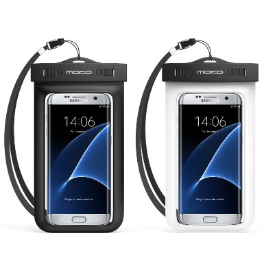 Universal Waterproof Case, MoKo [2-Pack] Cellphone Dry Bag With Armband & Neck Strap for iPhone 7 / SE / 6s / 6s Plus, Galaxy Note 7 / S7 / S7 Edge, and Other Devices up to 6 inch, BLACK   WHITE