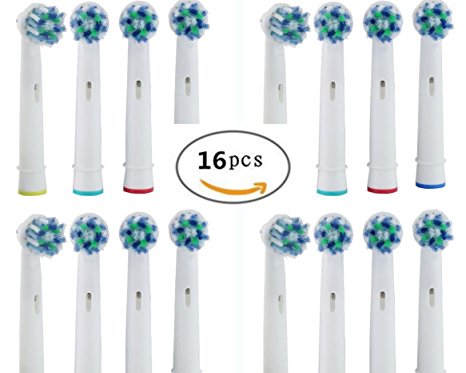 DSRG [CROSS ACTION] 16pcs. for the PRICE of Electric Toothbrush Replacement Brush Heads COMPATIBLE WITH ORAL-B, Deep Sweep Floss Dual Clean Precision Pro White Ortho Care Professional Care Trizone Triumph Power Plak Interclean