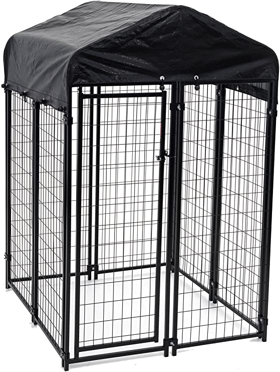 Lucky Dog - Heavy Duty Welded Wire Dog Kennel with Cover and Frame