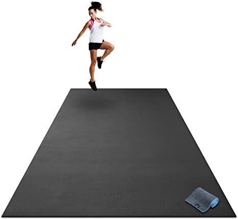 Premium Extra Large Exercise Mat - 9' x 6' x 1/4" Ultra Durable, Non-Slip, Workout Mats for Home Gym Flooring - Plyo, MMA, Cardio Mat - Use with or Without Shoes (108" Long x 72" Wide x 6mm Thick)