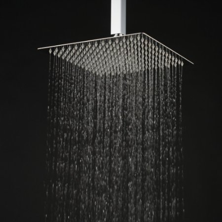 Hiendurereg 12-inch High Pressure Ultra Thin 304 Stainless Steel Square Rain Shower Head Chrome