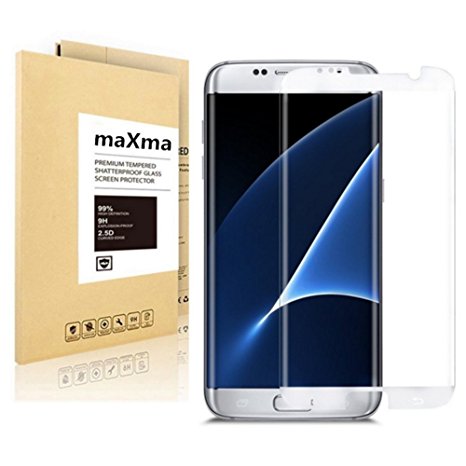 Galaxy S7 Edge (3D Coverage) Tempered Glass Screen Protector [Case-Friendly], maXma [Bubble-Free][9H Hardness][HD Clear] Screen Protector for Samsung Galaxy S7 Edge (Clear)